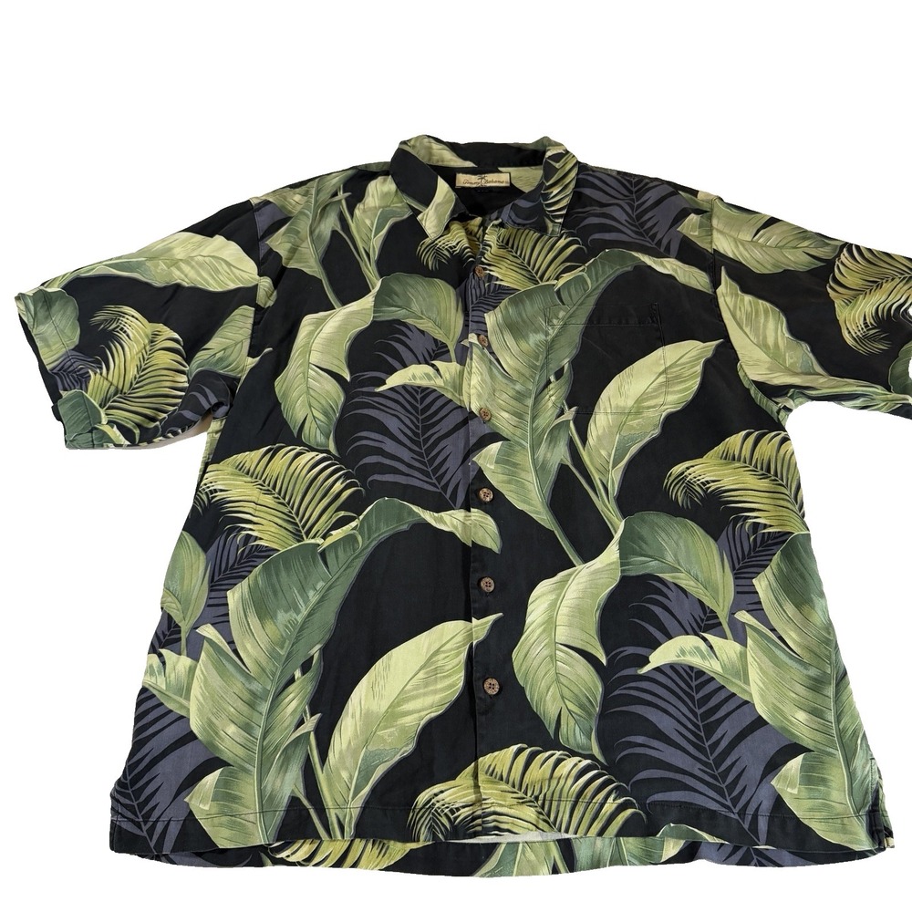 Tommy Bahama 100% Silk Tropical Mens XL Short Sleeve Button Down Shirt